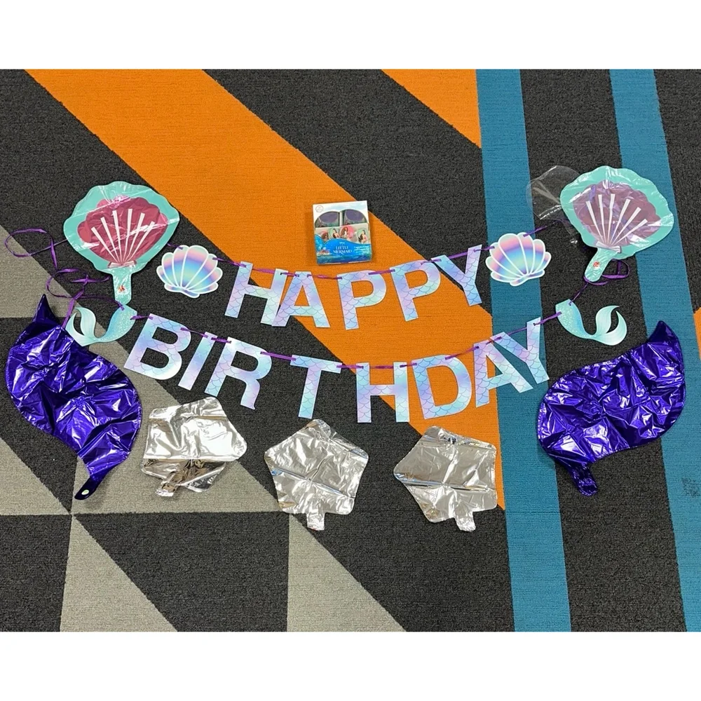 Girls Disney The Little Mermaid Birthday Party Decoration Set Balloons NEW decor